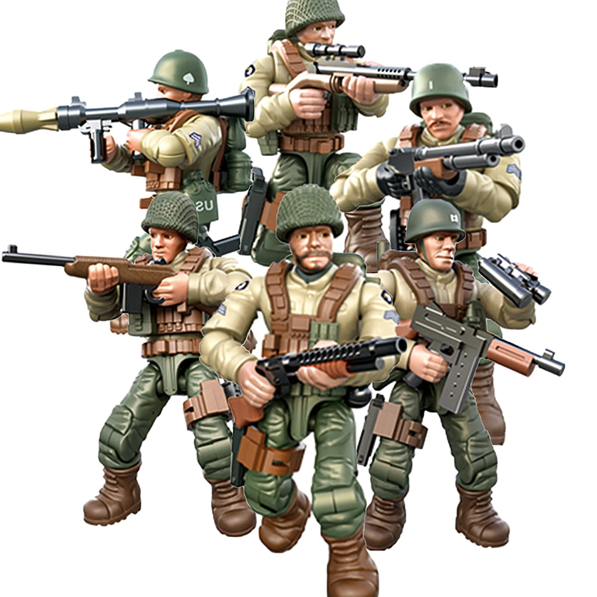 MEIEST US Army soldier figures set of six for imaginative play and display.