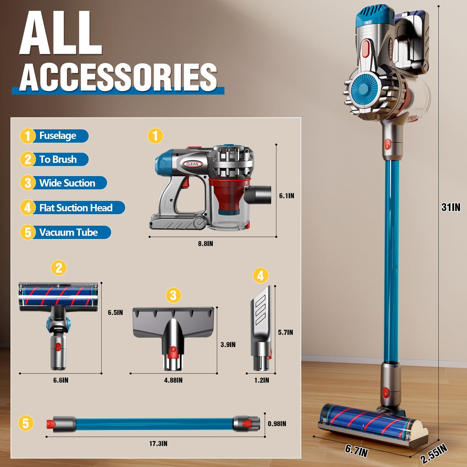 MEIJIABA Lightweight vacuum for imaginative cleaning playtime
