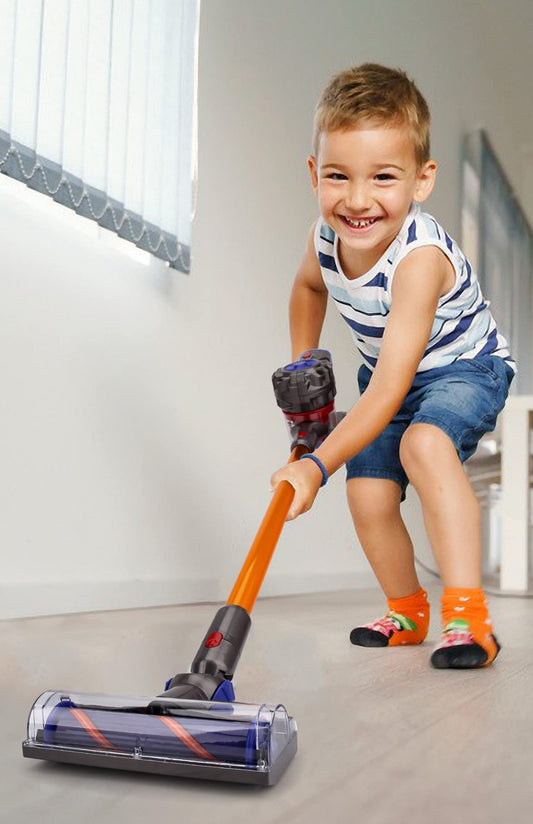 MEIJIABA toy vacuum in handheld mode for easy, kid-friendly pretend cleaning