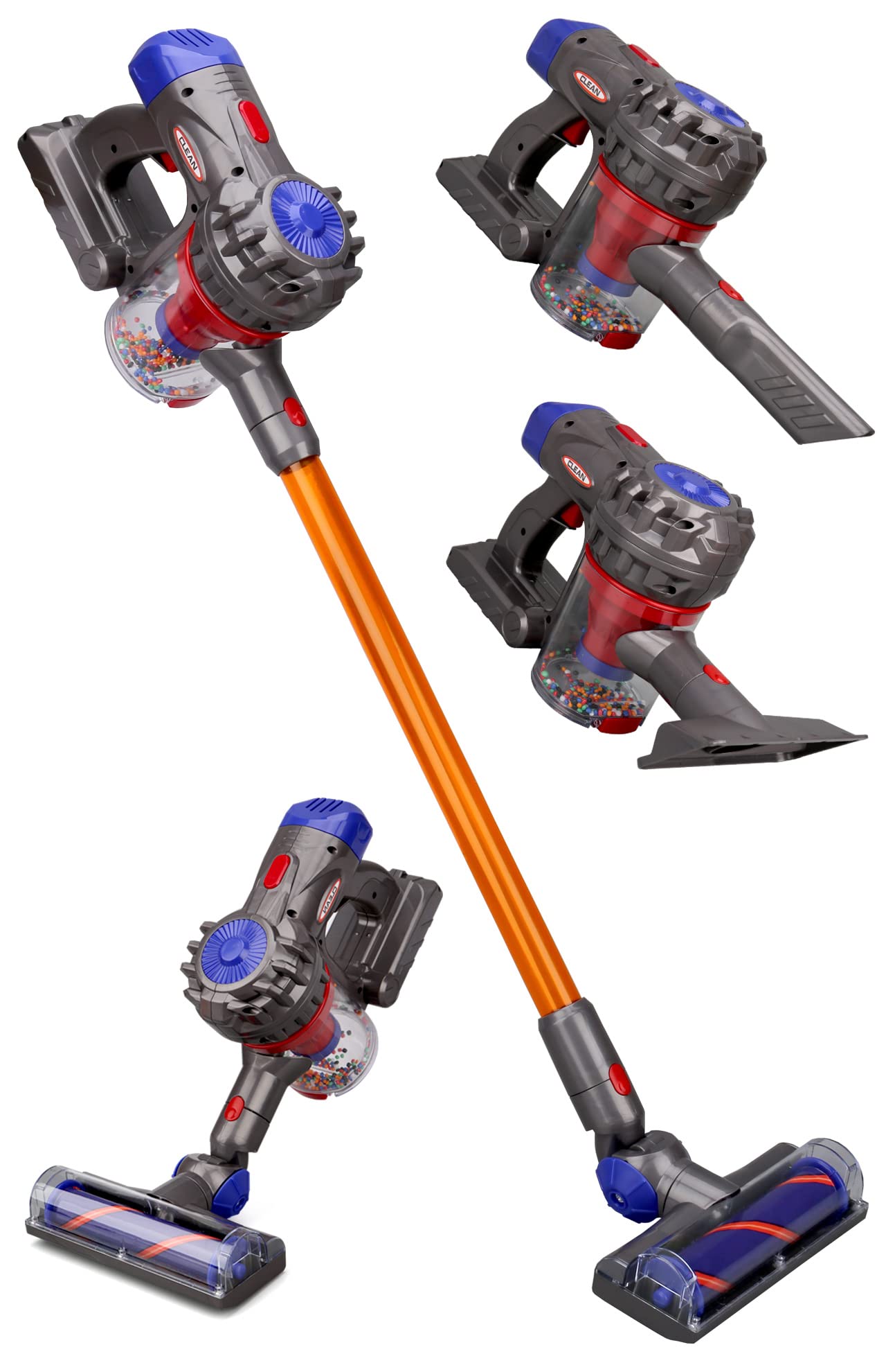 MEIJIABA toy vacuum in stick mode promotes imaginative cleaning play for toddlers