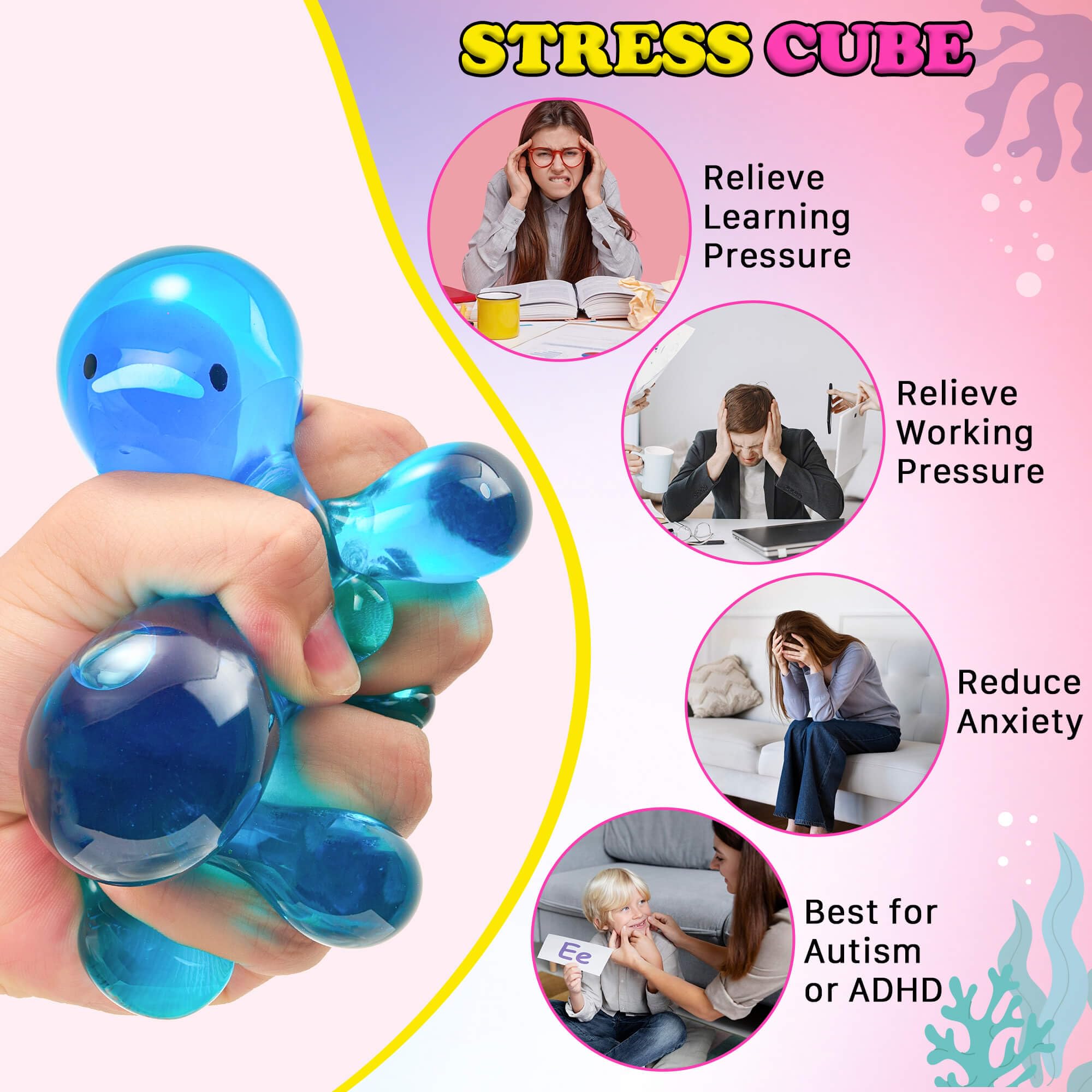 Meijoy 5.5 cm stress cube fits perfectly in small hands