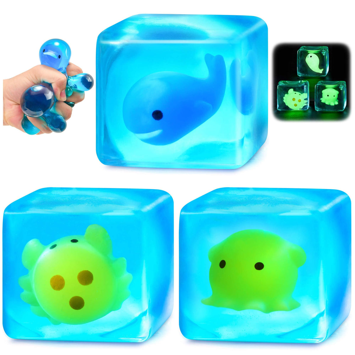 Meijoy Squishy Stress Cube with ice exterior for sensory squeezing