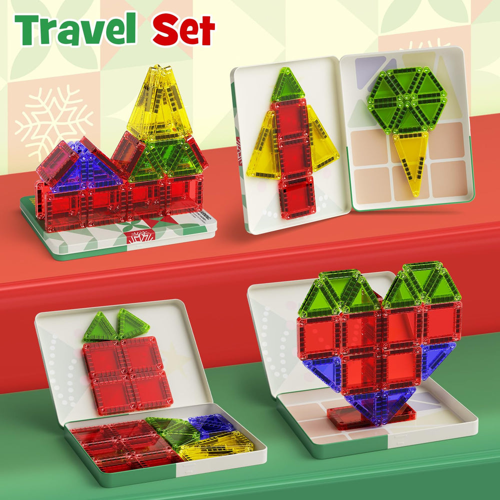 MEIQ Christmas tiles support 2D and 3D building for creative exploration.