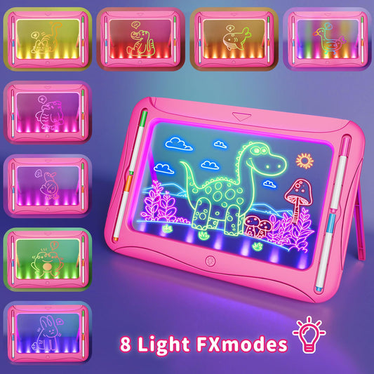 MEJCFARI Magic LED Drawing Board shows 8 light FX modes for vibrant drawings