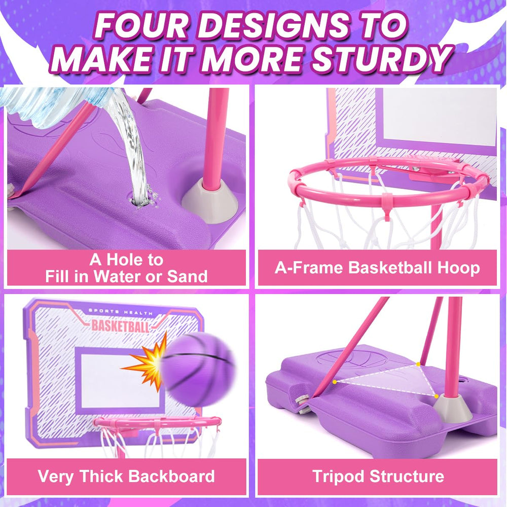 Meland height adjustable hoop from 3.4 to 6.2 feet grows with your child.