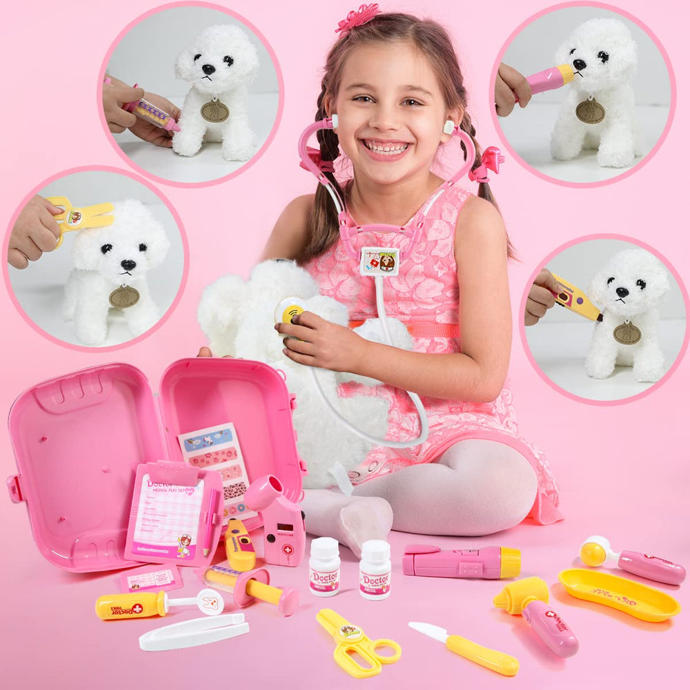 Meland cute dog doll accompanies little doctors during caring pretend sessions