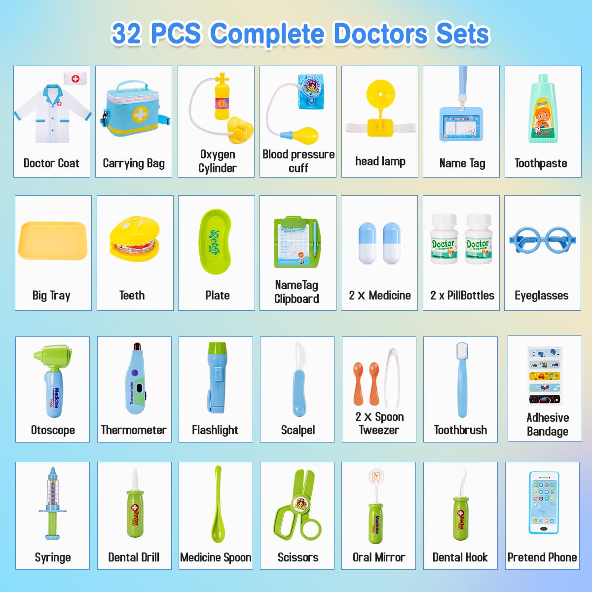 Storage bag with Meland Doctor Kit tools helps organize after playtime.