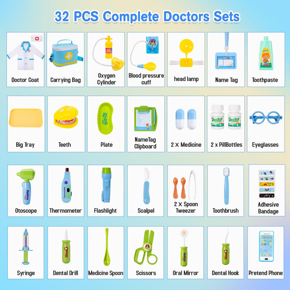 Storage bag with Meland Doctor Kit tools helps organize after playtime.