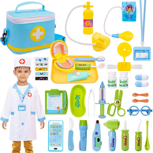 Meland Doctor Kit layout showing the full pretend play set for toddlers.
