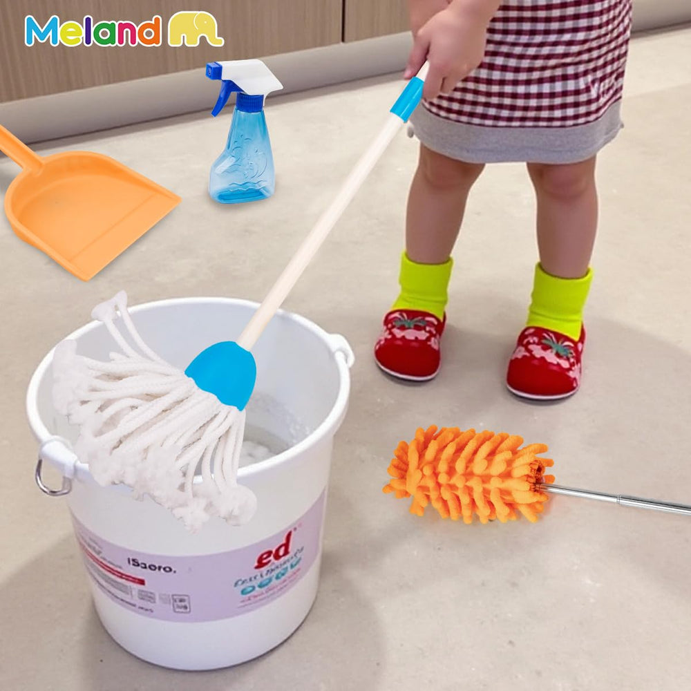 Meland Kids Cleaning Set kid using easy-grip handle supports small hands