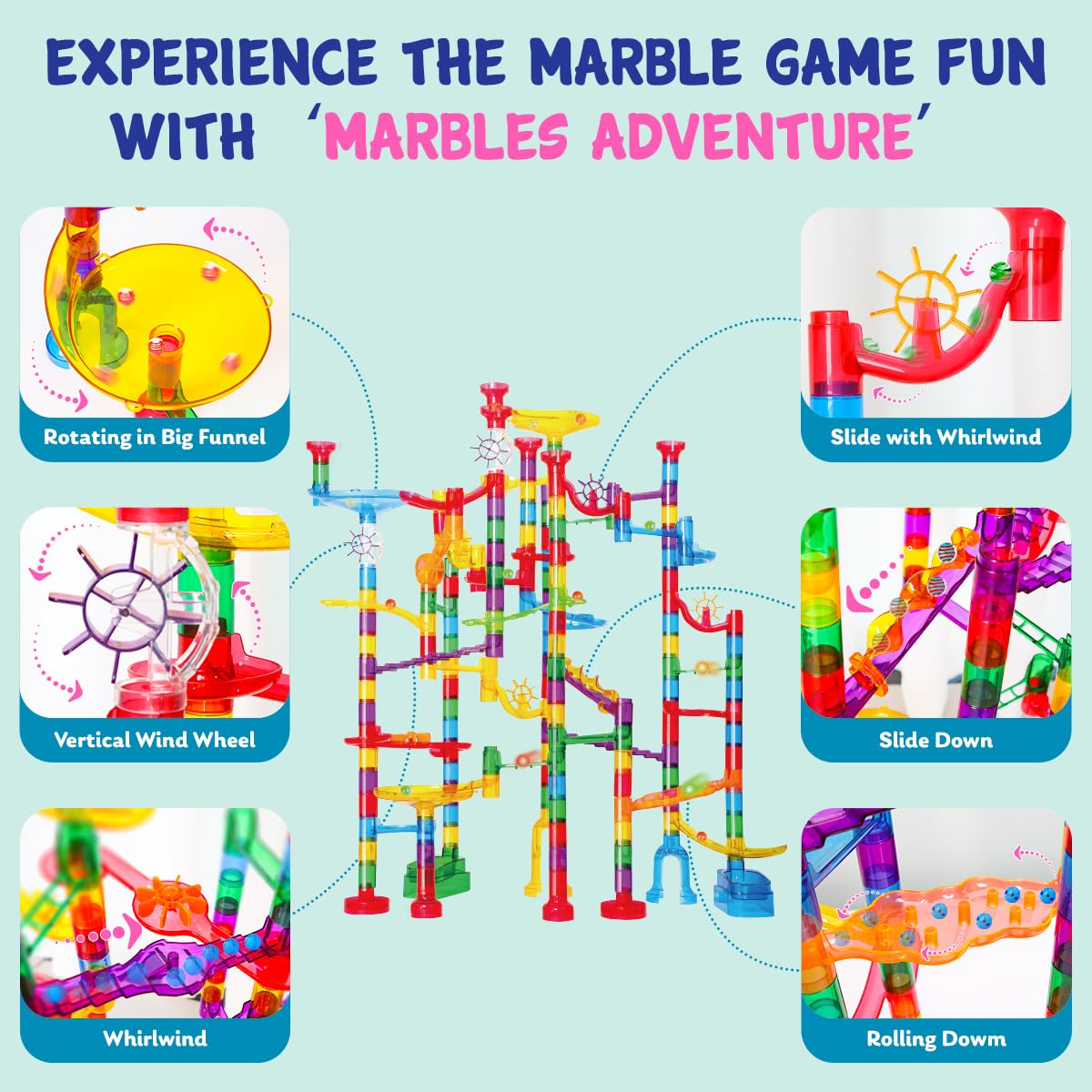 Meland LED marbles light the track for glow-in-the-dark fun.