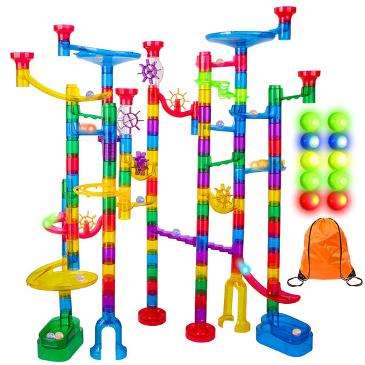 Meland Marble Run Set assembly diagram showing modular pieces for creative play.