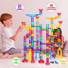Meland marble tower bases enable taller, sturdier tracks.