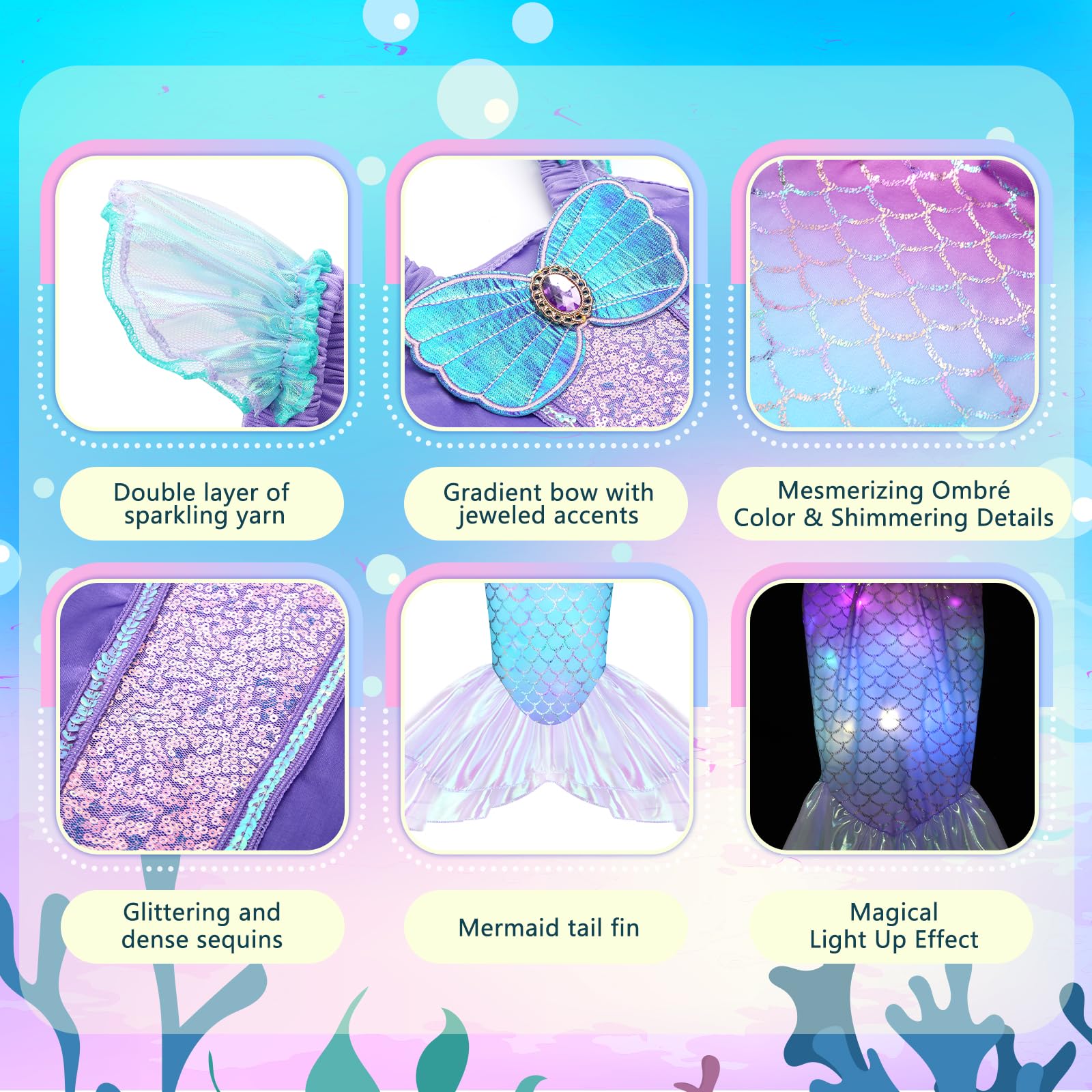 Meland Mermaid costume shimmering purse to match the dress