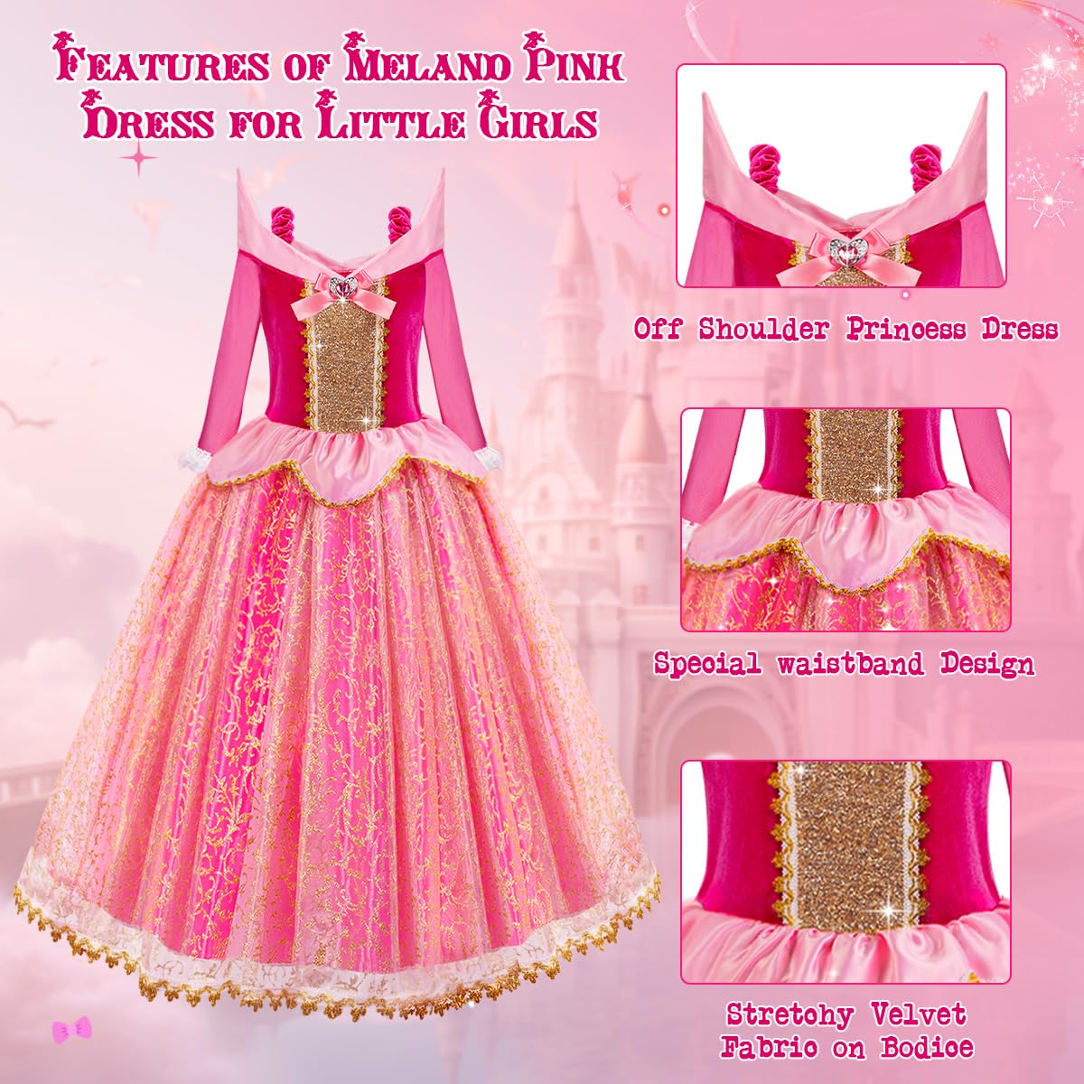 Meland Princess Dress accessory set with gloves, tiara, wand