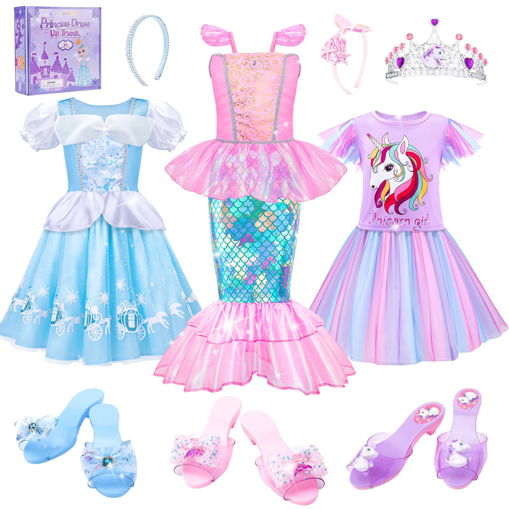 Meland Princess Dress Blue with Puff Sleeves for twirling and imaginative play