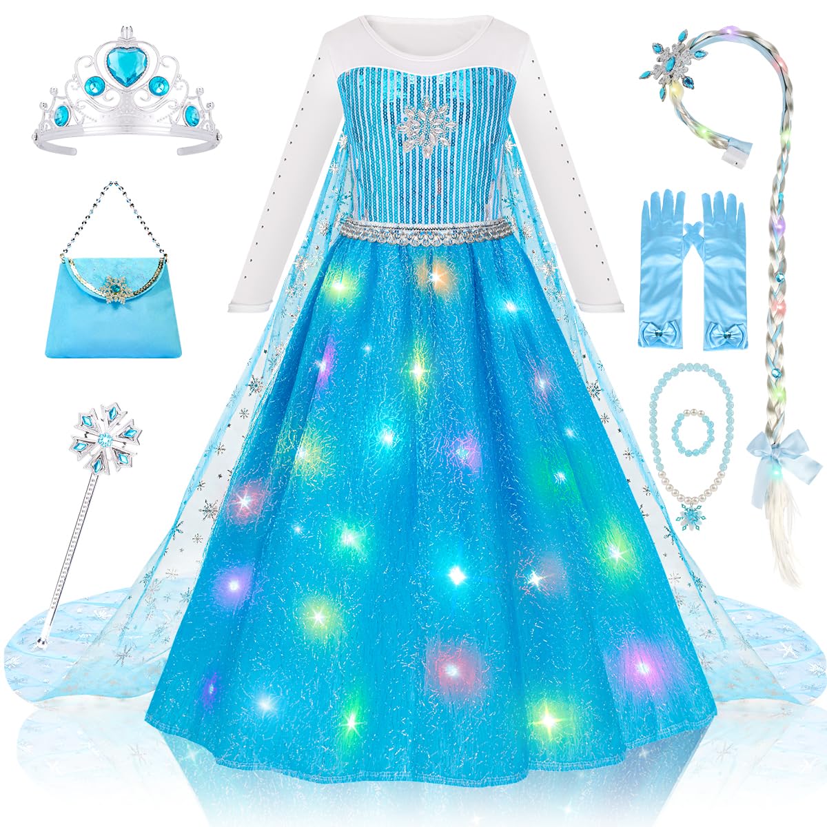 Meland Princess Dress glow skirt with shimmering lights for magical birthday photos