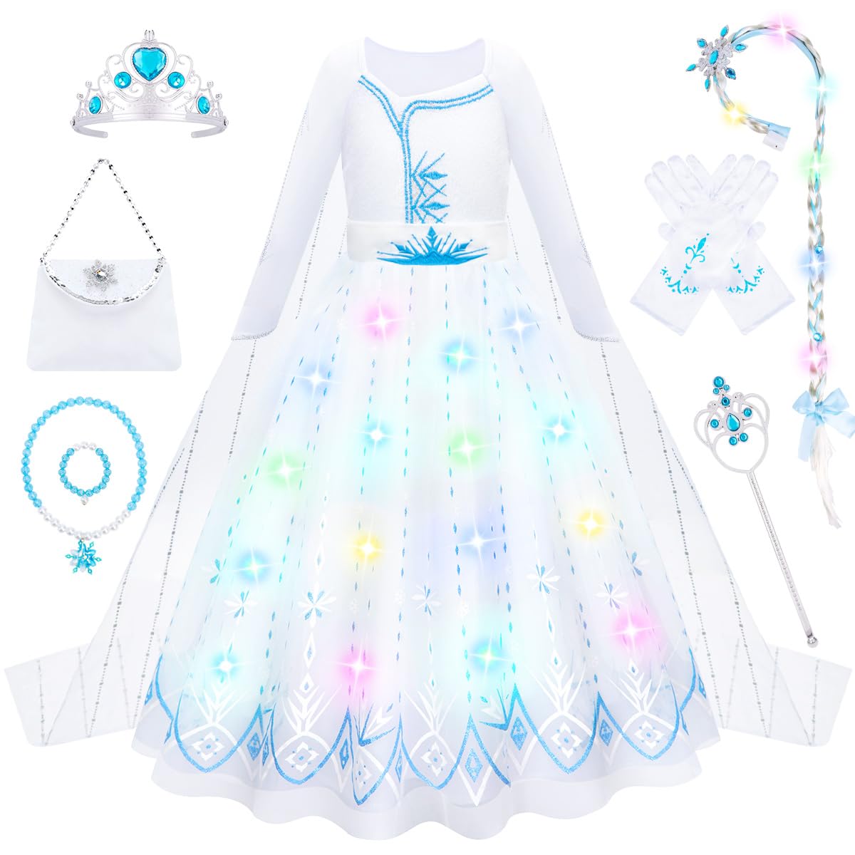 Meland Princess Dress: glowing braid lights up magical pretend-play moments