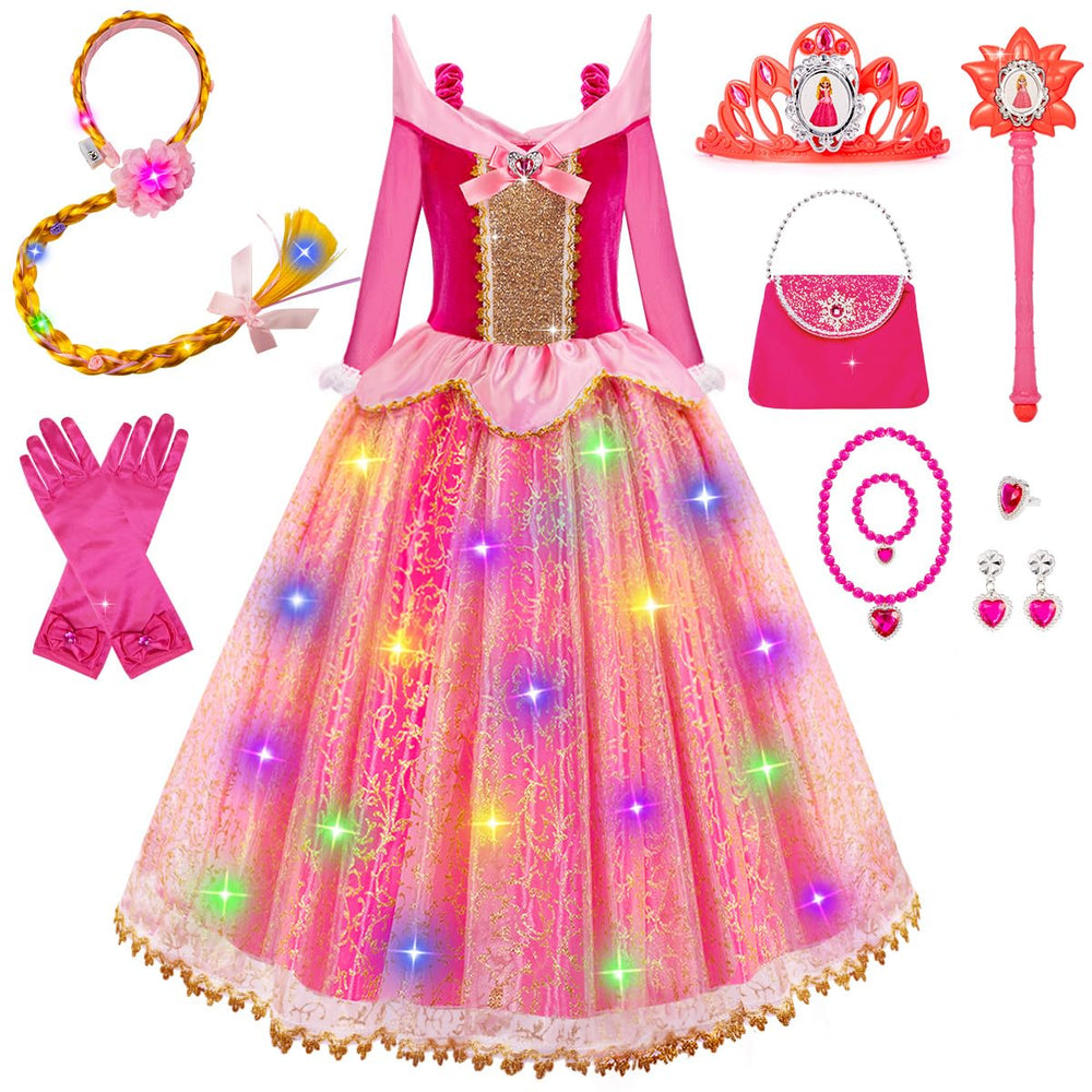 Meland Princess Dress light-up pink tulle for birthday celebrations