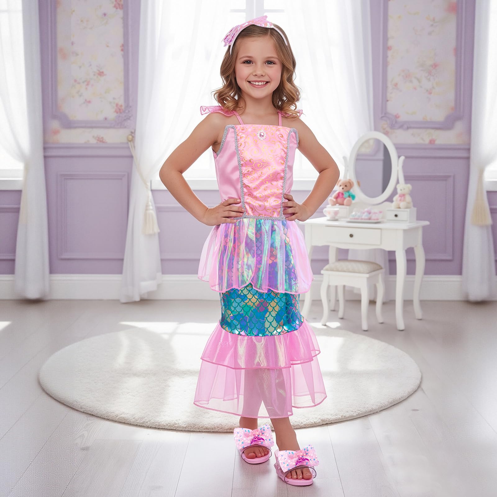 Meland Rainbow Princess Dress with vibrant hues for joyful storytelling and pretend play