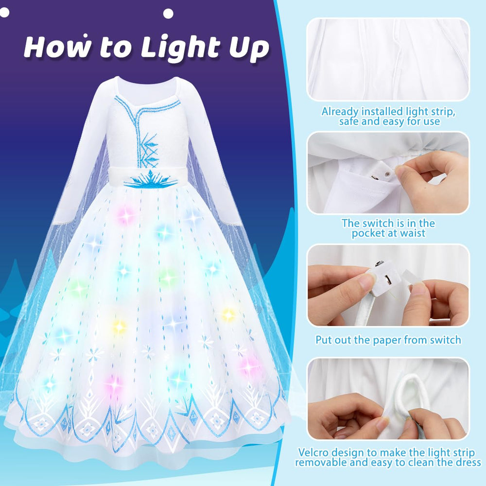 Soft polyester and organza keep kids comfy while sparkling