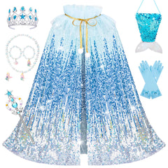 Meland princess dress-up cape with blue-white sequins for imaginative play.