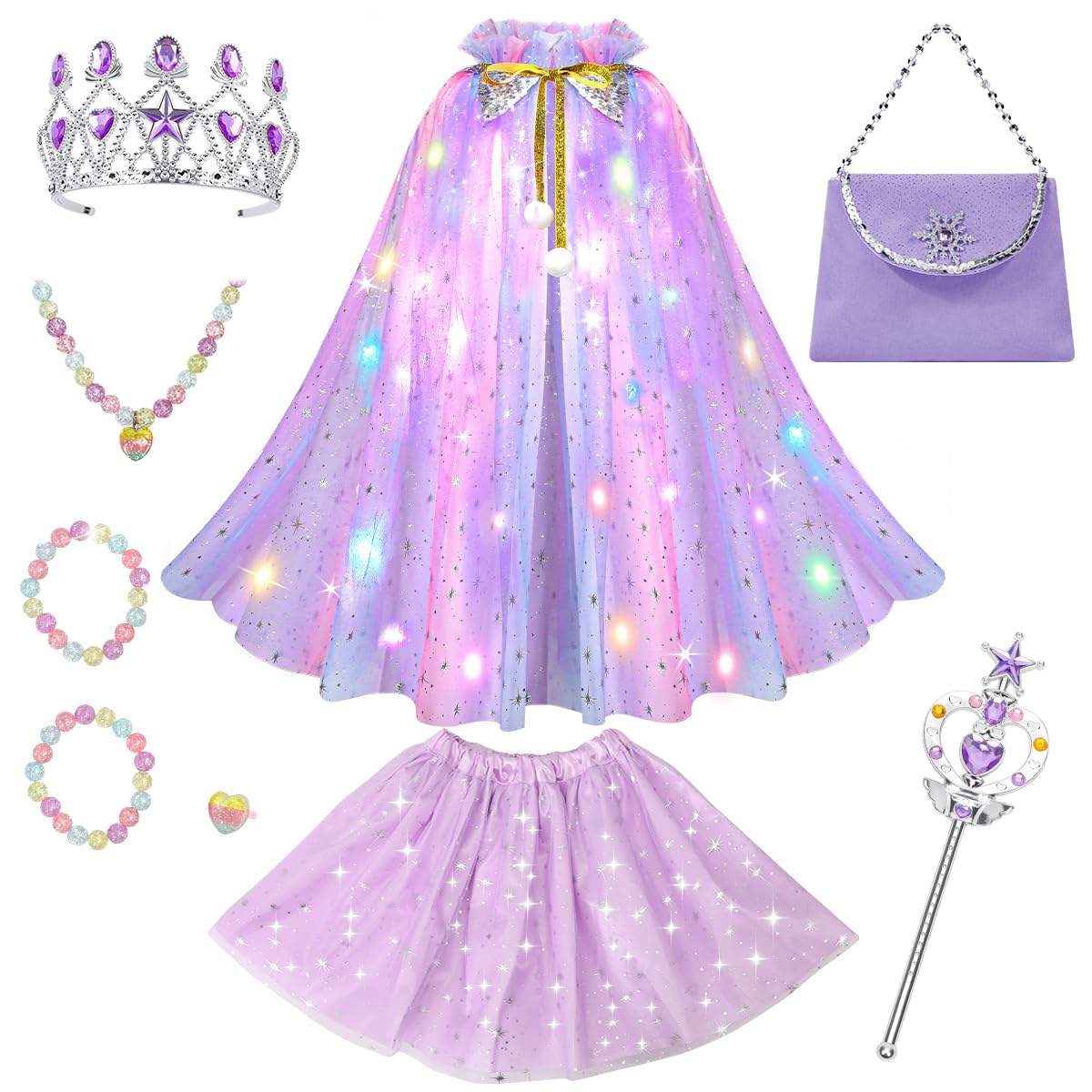 Meland Princess dress-up cape glow effect for enchanting playtime