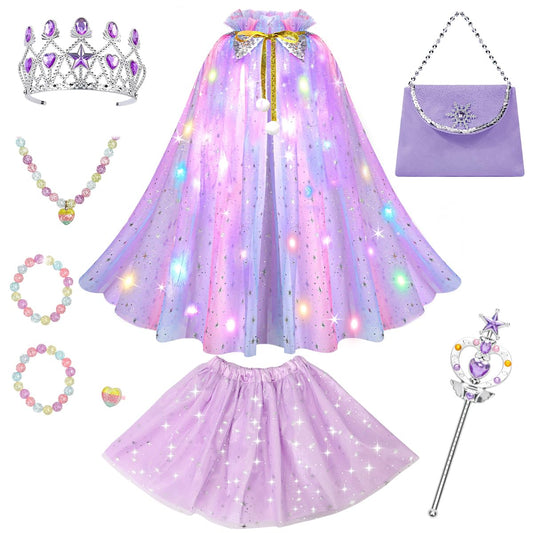 Meland Princess dress-up cape glow effect for enchanting playtime