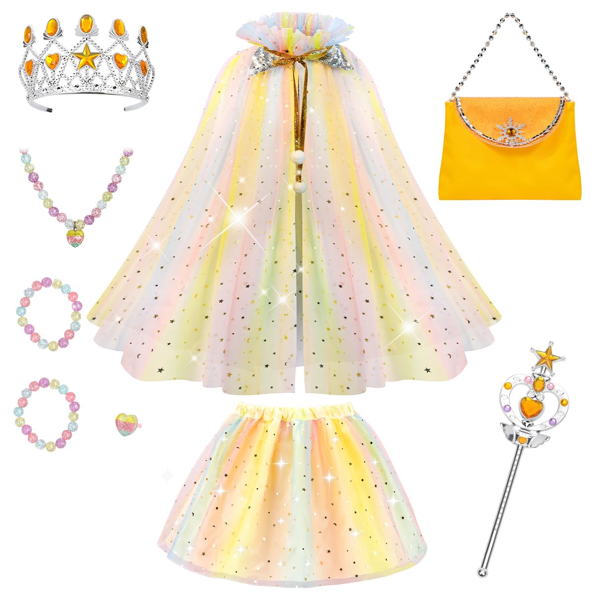 Meland princess dress-up cape with glittery stars and moon details for imaginative play
