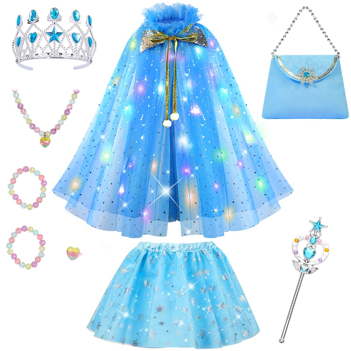 Meland princess dress-up light-up cape glowing during playtime