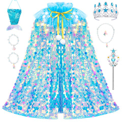 Meland Princess Dress Up Mermaid Cape shimmering detail for pretend play.