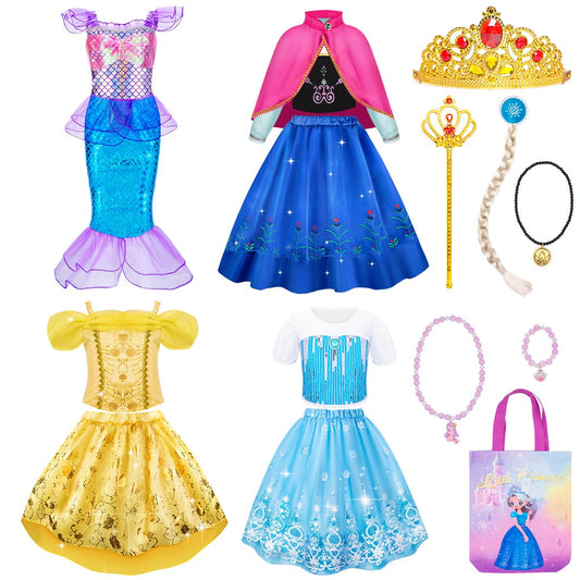 Meland princess dress-up trunk with four sets for versatile pretend play