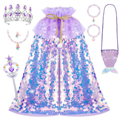 Meland purple shimmering sequin cape for imaginative dress-up play