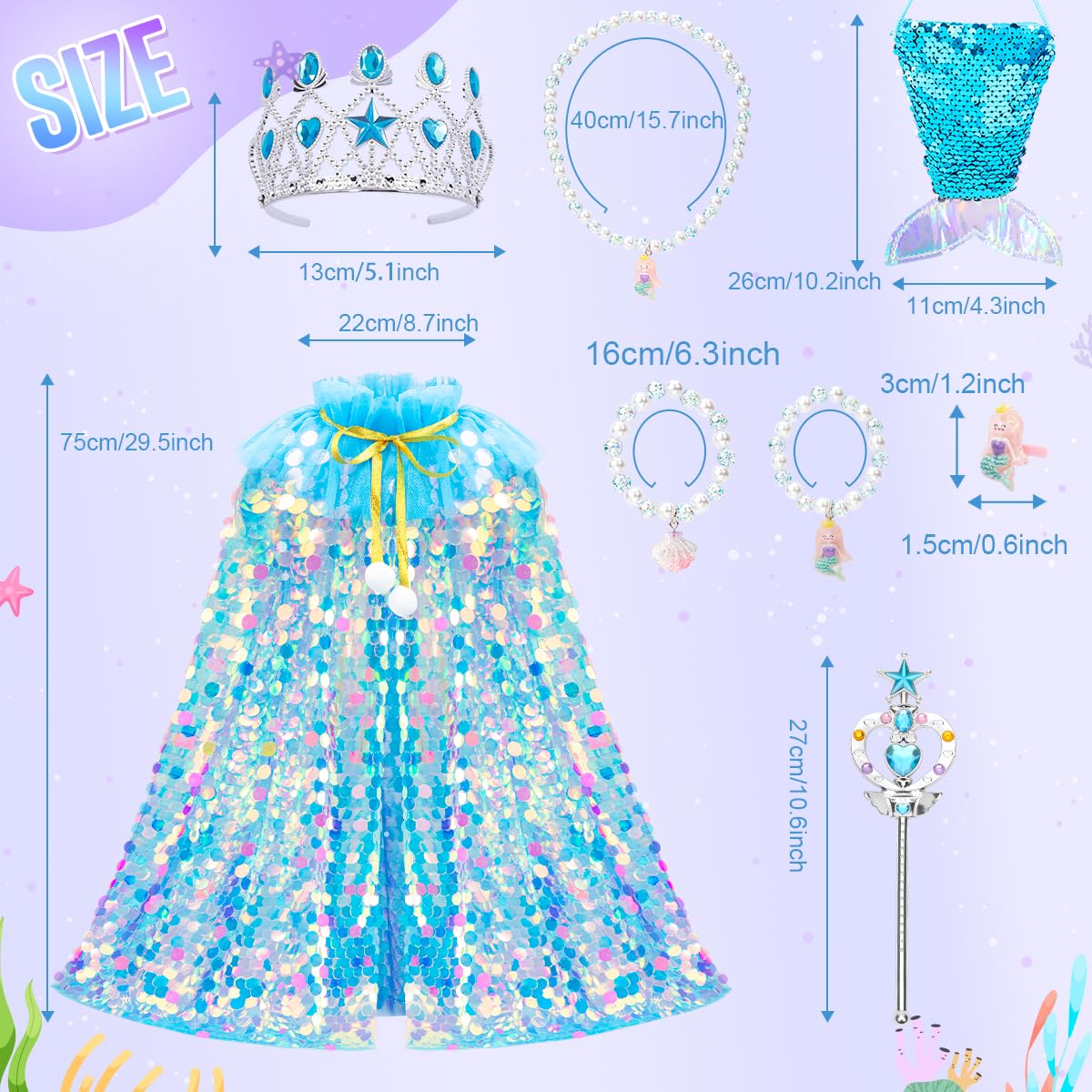 Meland rainbow color princess costume inspires imaginative character play.