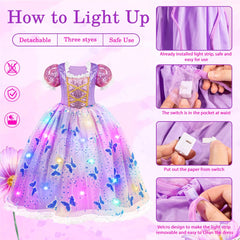 Meland sequin bodice and lace trim give a regal purple princess look.