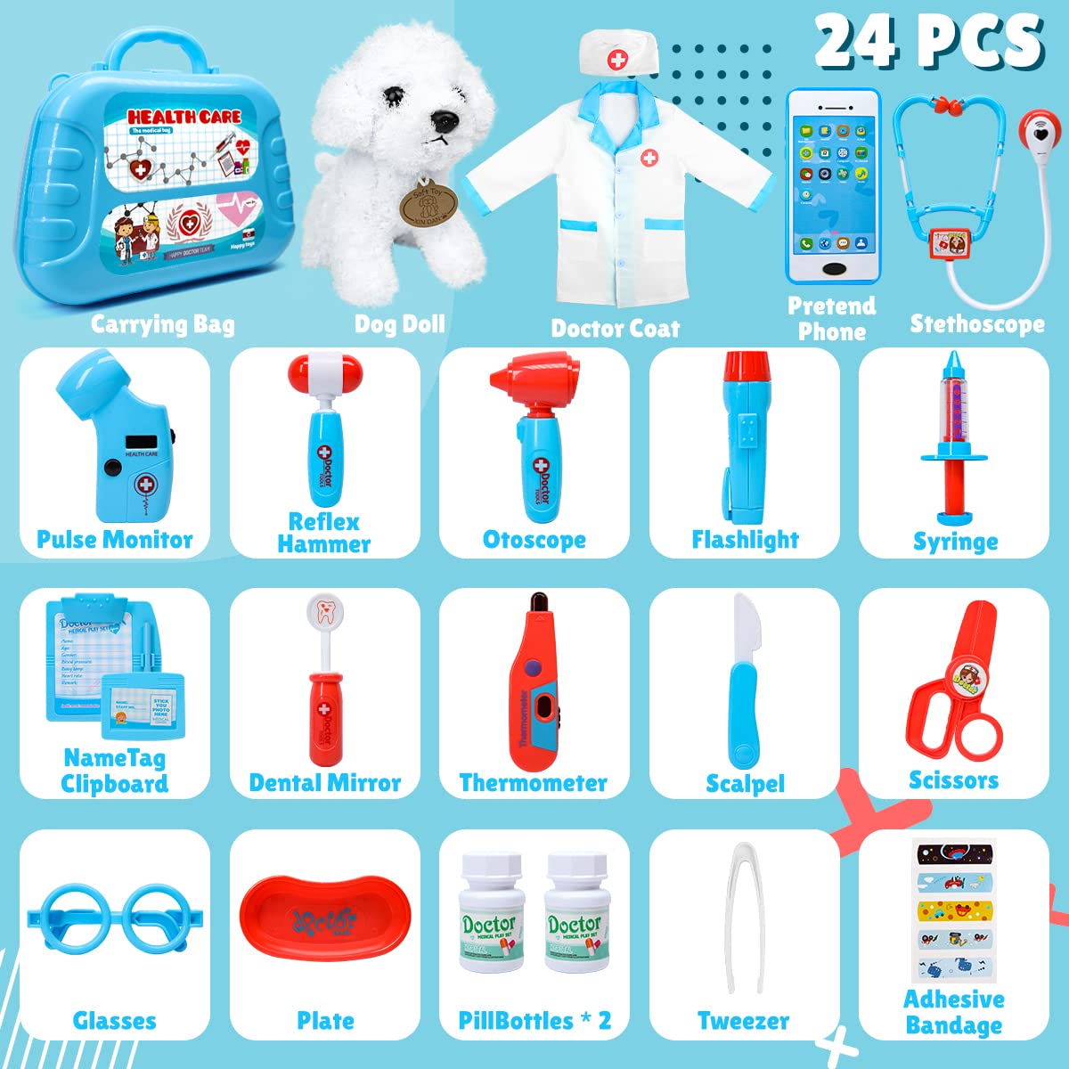 Meland toy stethoscope with light for realistic doctor pretend play