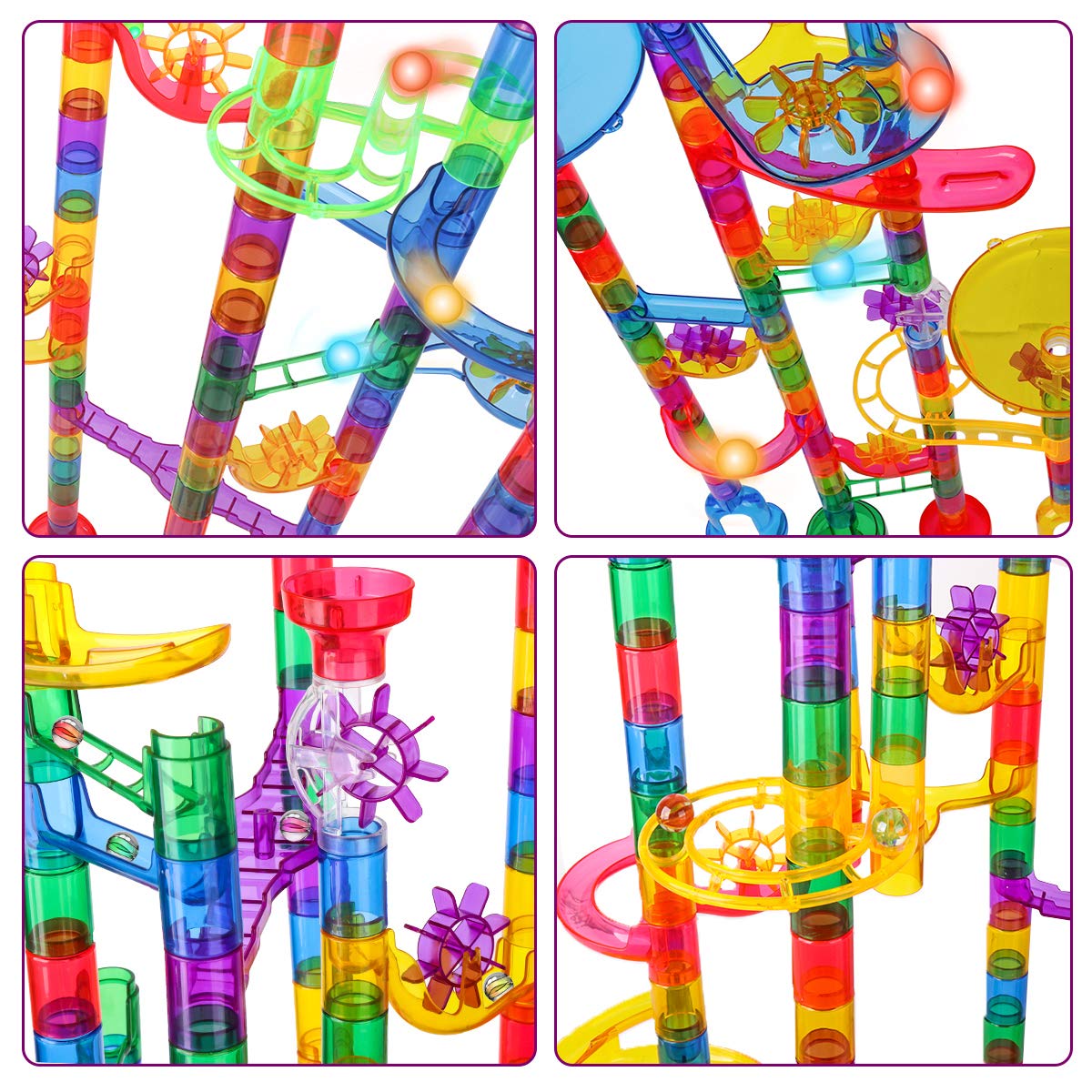 Meland track pieces action collection with twists and funnels.