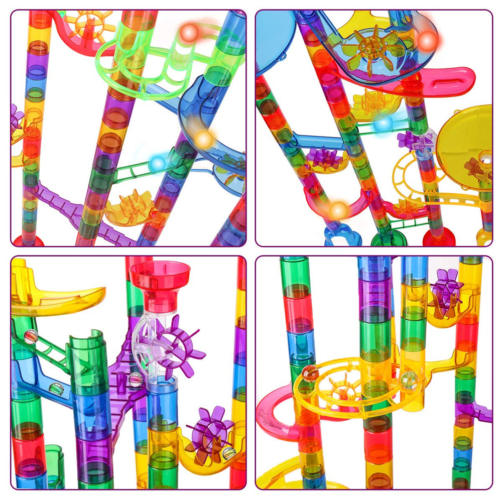 Meland track pieces action collection with twists and funnels.