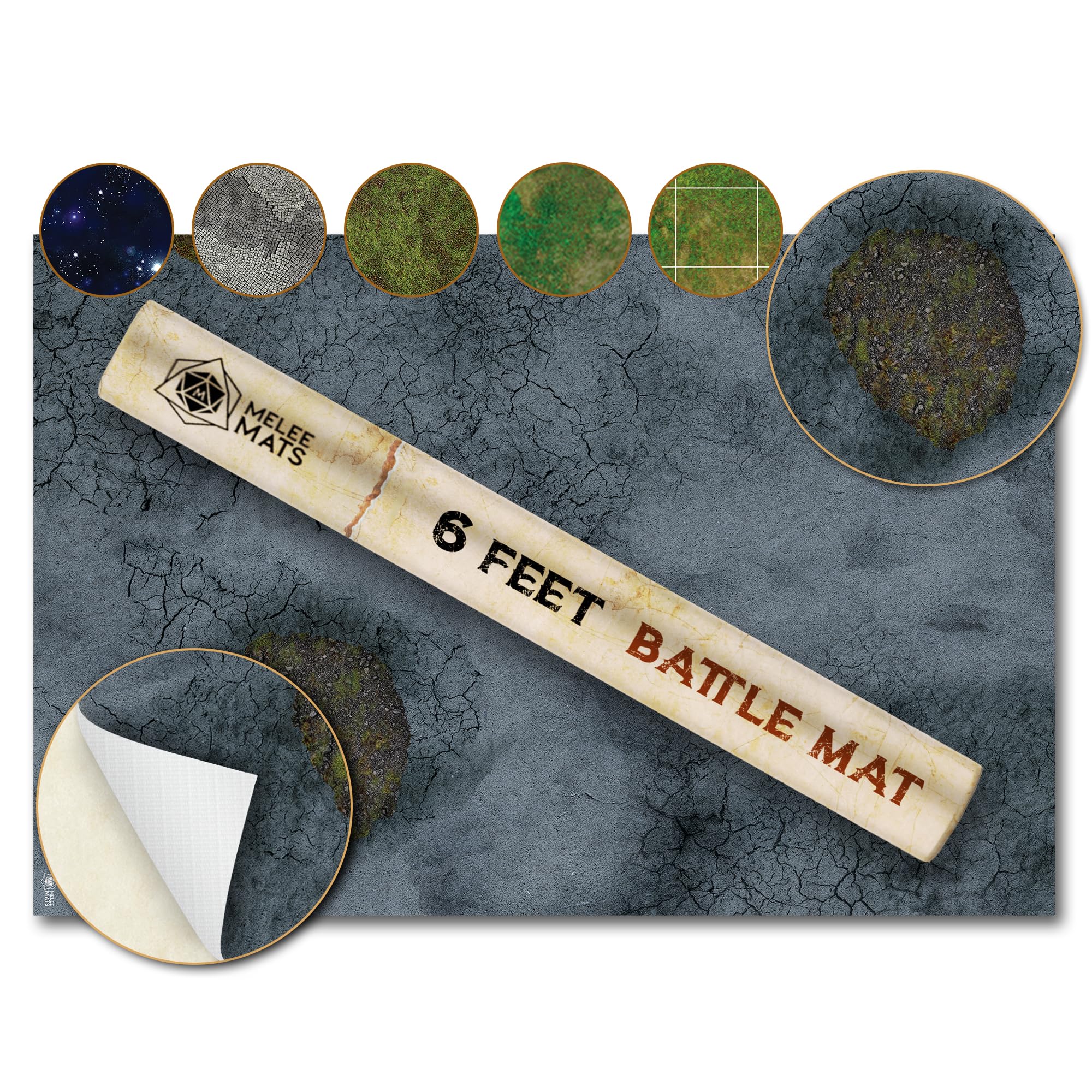 Melee Mats battle mat 48x72 laid flat for cinematic tabletop battles.