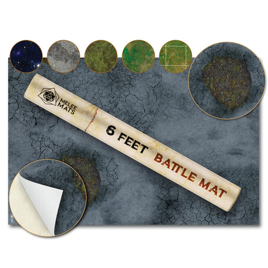 Melee Mats battle mat 48x72 laid flat for cinematic tabletop battles.