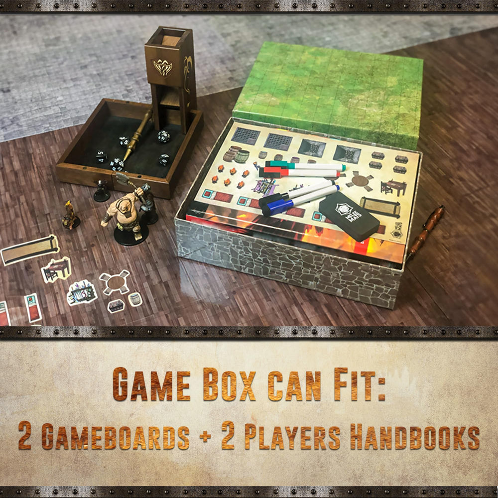 Melee Mats DND accessories box shows portable, all-in-one storage for kits.