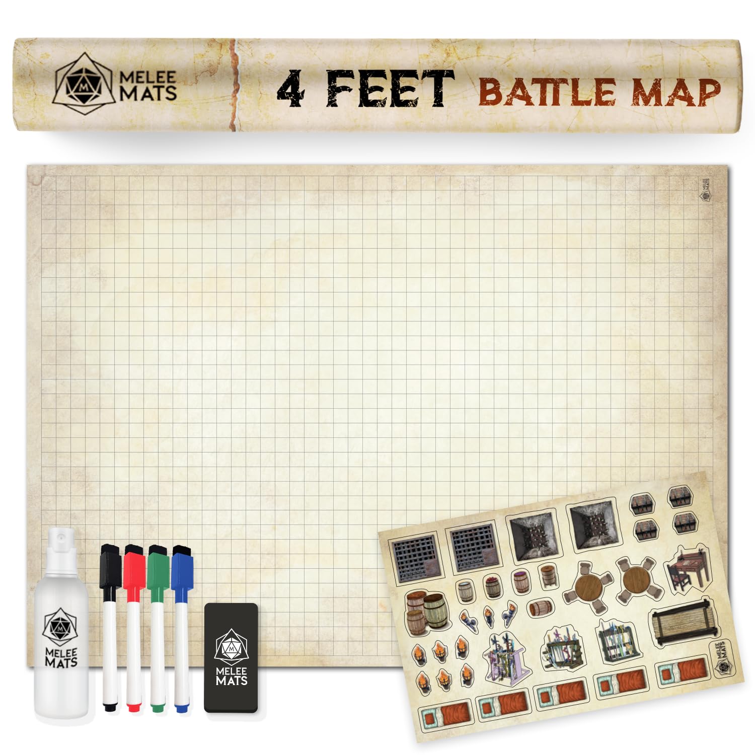 Melee Mats DND map starter set battle mat laid flat for smooth DND play
