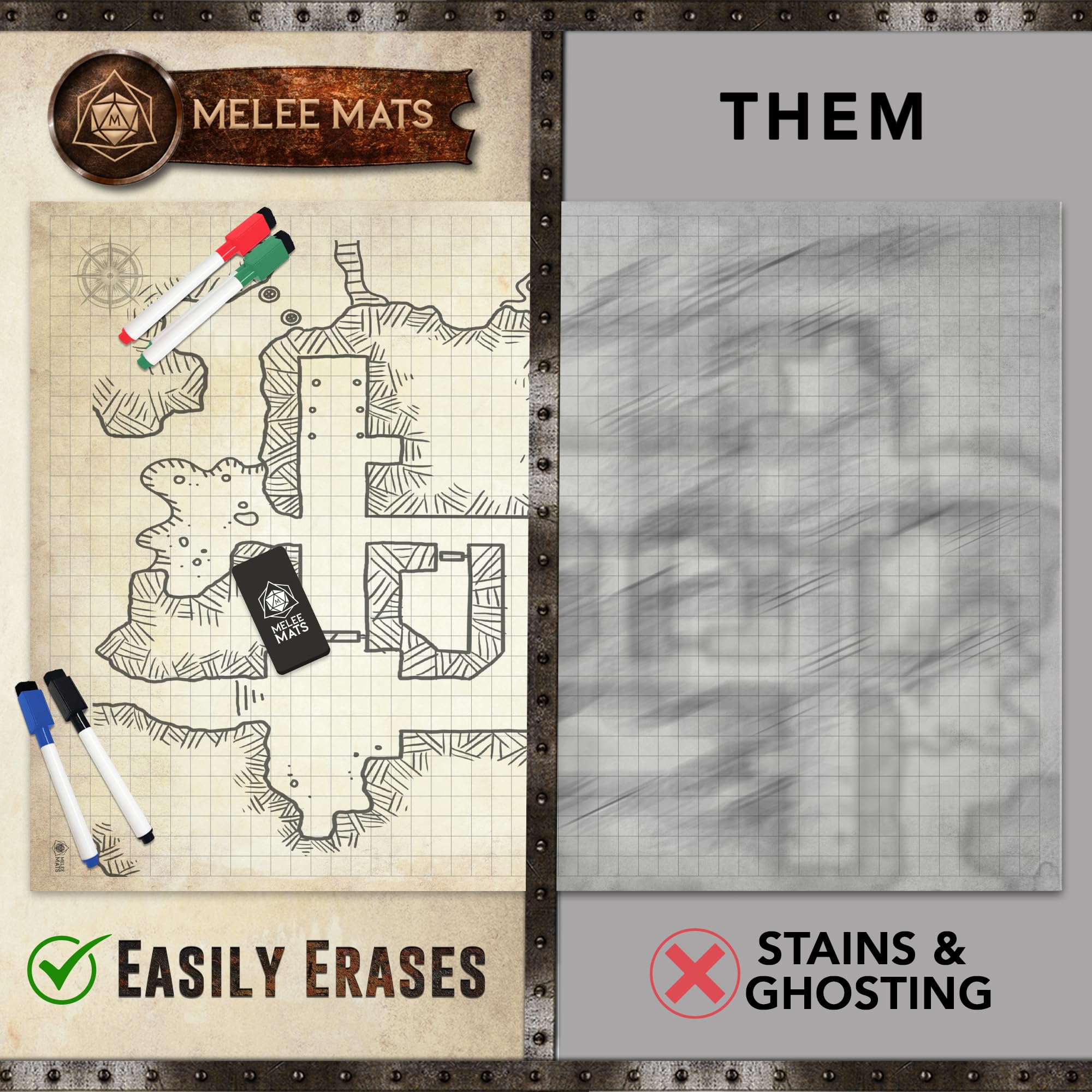 Melee Mats compact design fits easily in a gaming bag