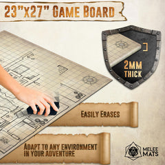 Melee Mats DND Map Starter Set wet erase surface for fast, clean gameplay.
