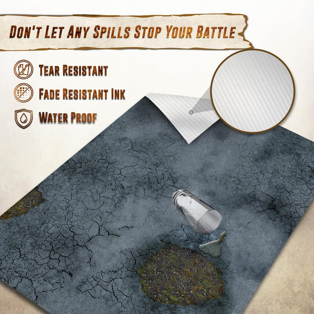 Melee Mats with non-slip backing keeps miniatures steady during play.