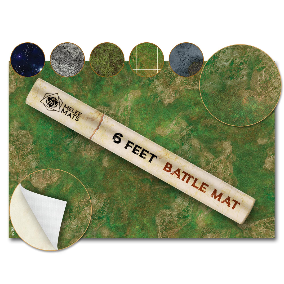 Melee Mats battle mat 48x72 rolled for easy transport and setup.