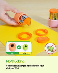 Melican crinkle cutter designed for tiny hands to slice pretend meals