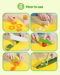 Melican plastic and wooden knives in a kid-friendly set for creative cooking