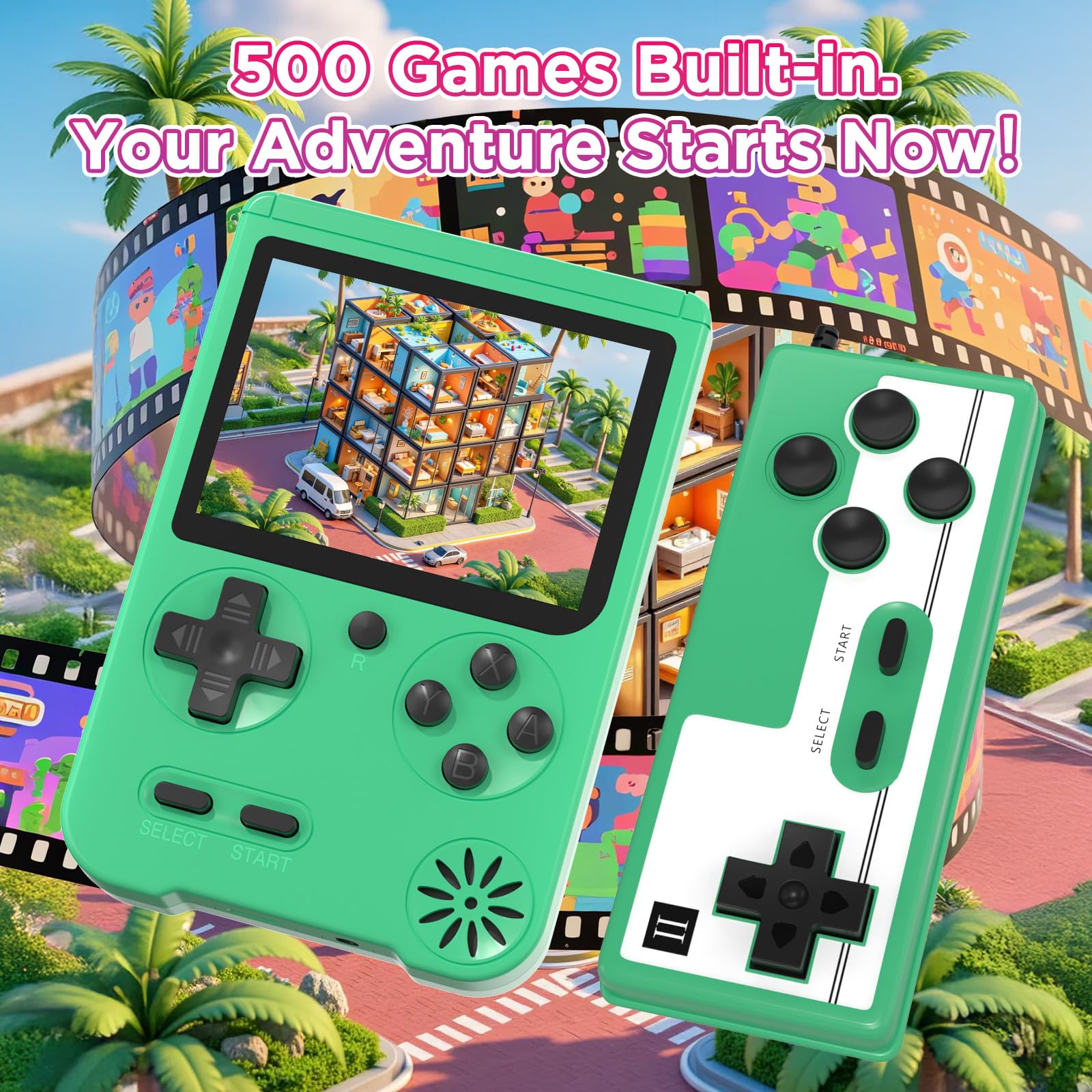 Meliif Retro Handheld Console held in hand for comfortable play