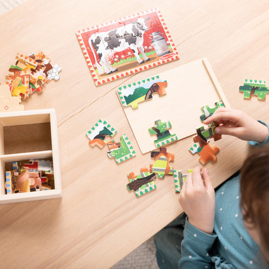 Melissa & Doug board-lid puzzle surface showing built-in board functionality